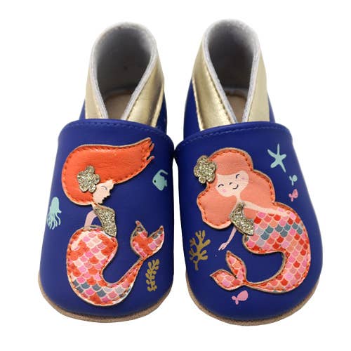 Chaussons bébé en cuir - Sirène